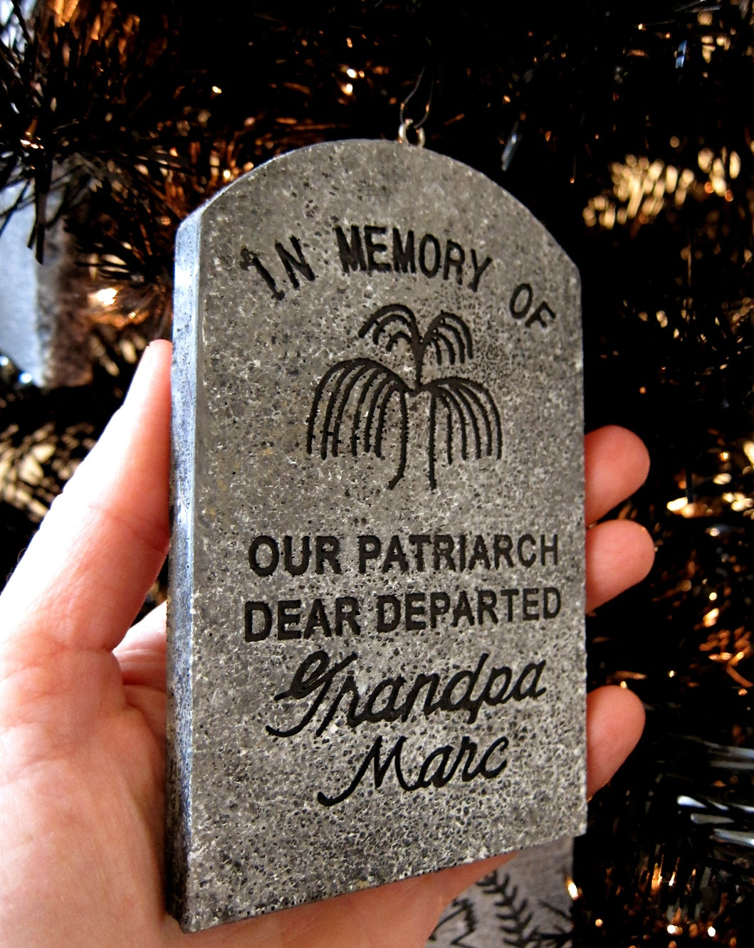 Grandpa Marc Haunted Mansion Mini Ornament Tombstone