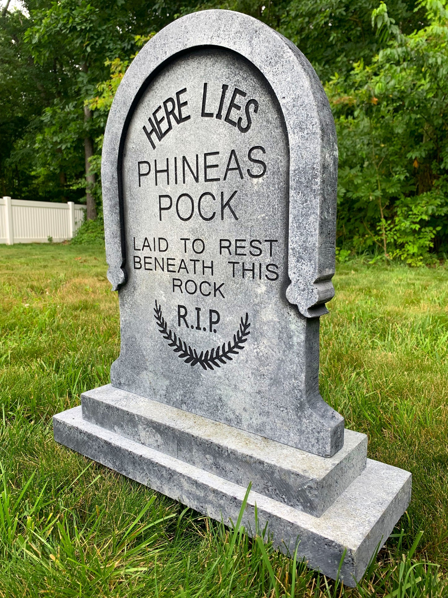 Phineas Pock Here Lies Laid to Rest Beneath This Rock Tombstone Prop