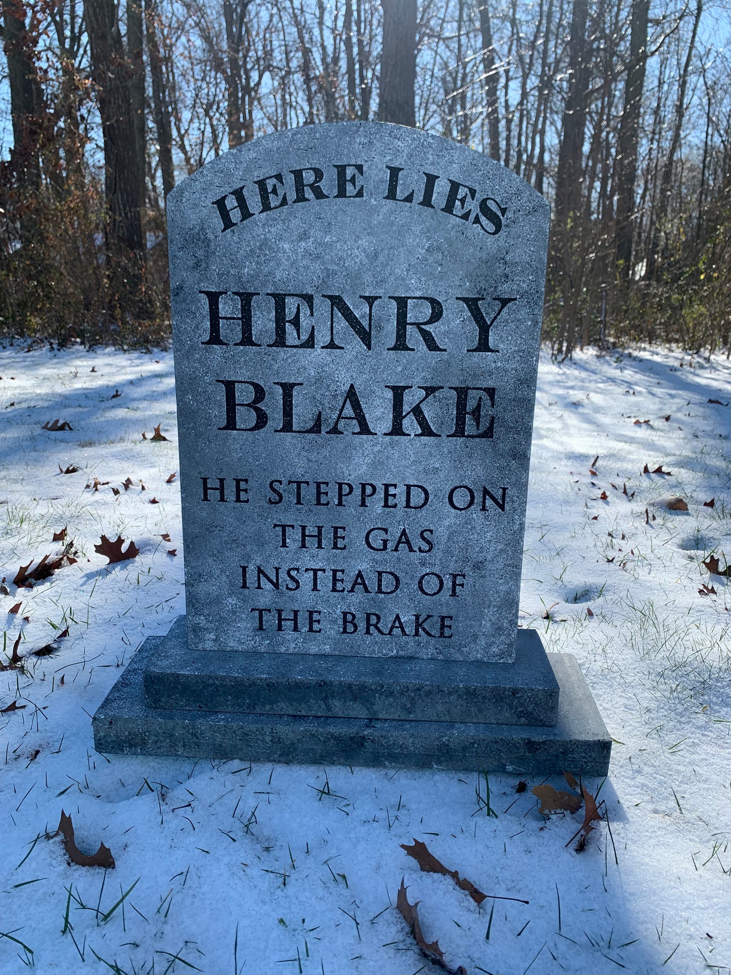 Henry Blake Stepped on the Gas Funny Halloween Tombstone
