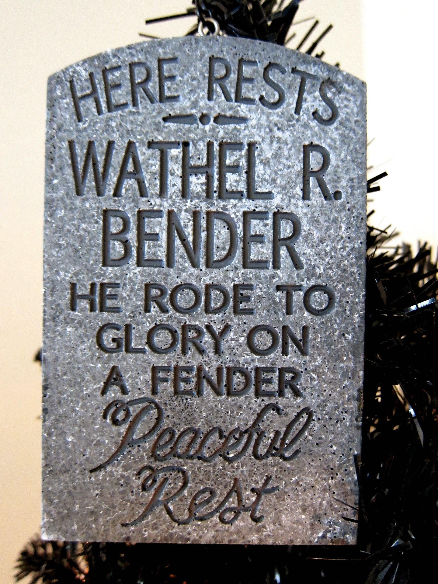 Wathel R. Bender Mini Ornament Tombstone