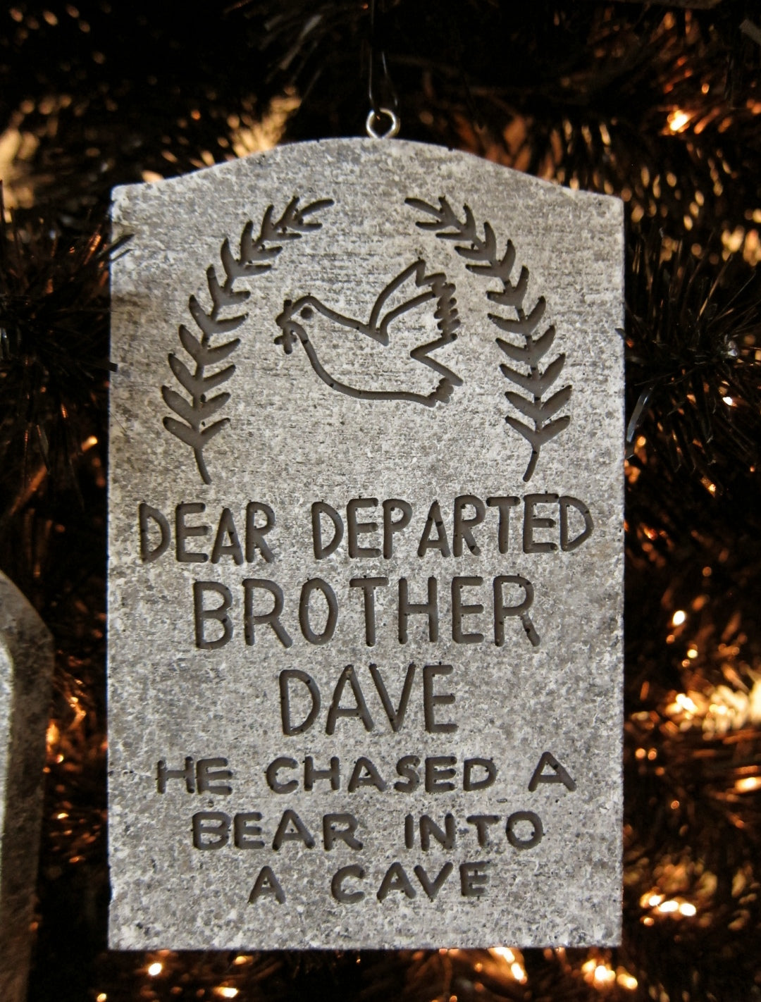 Dear Departed Brother Dave Haunted Mansion Mini Ornament Tombstone