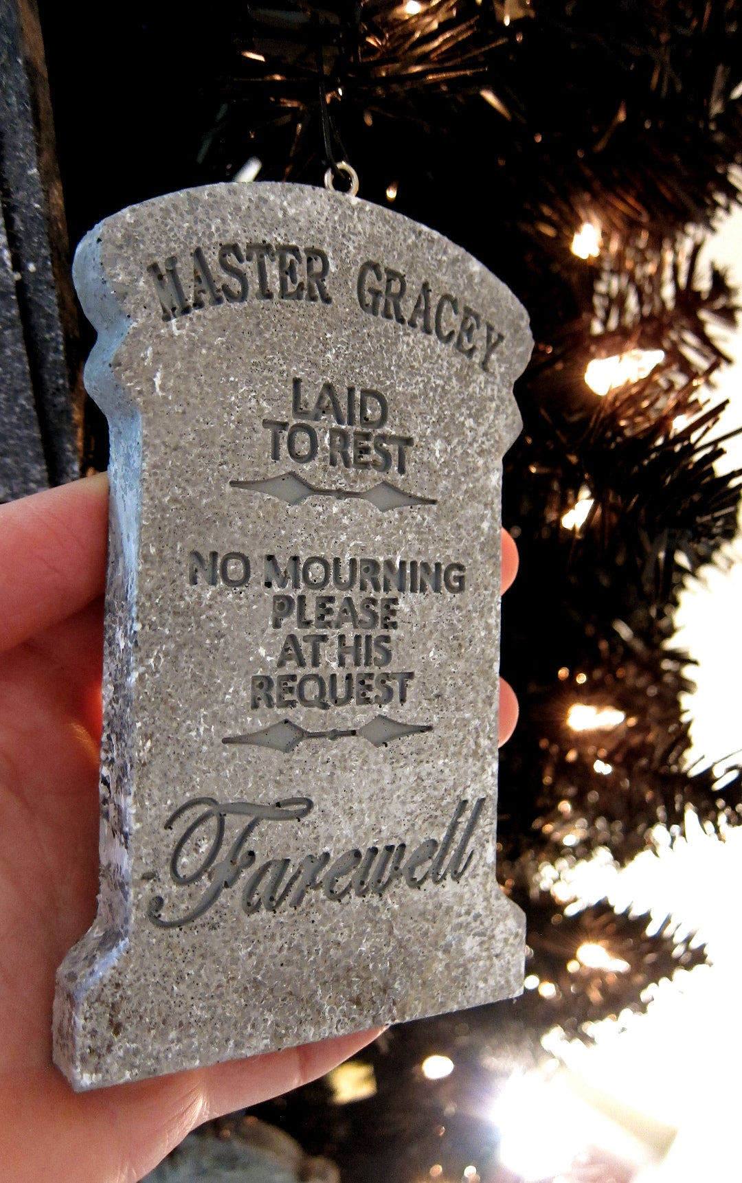 Master Gracey Haunted Mansion Mini Ornament Tombstone