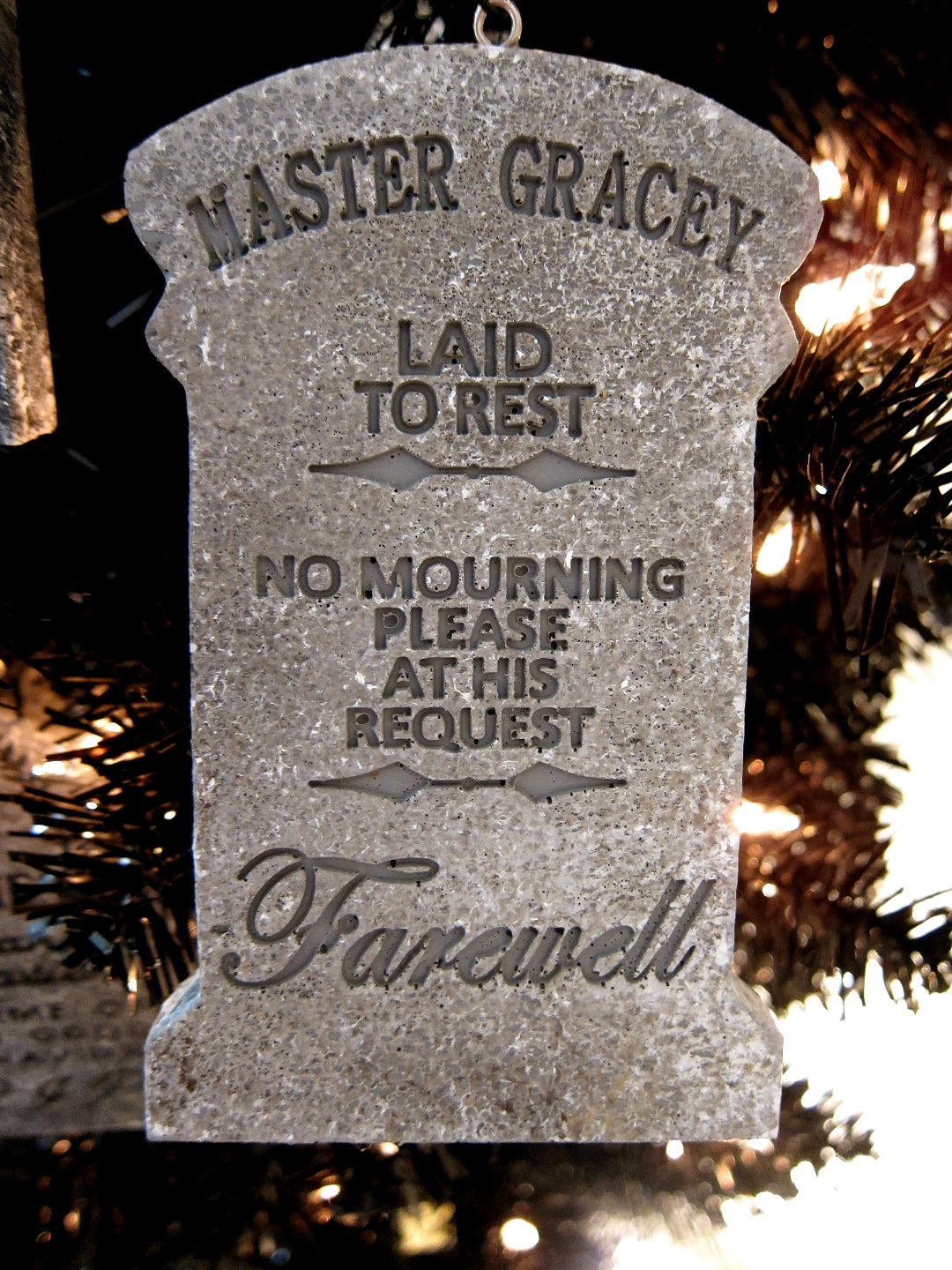 Master Gracey Haunted Mansion Mini Ornament Tombstone