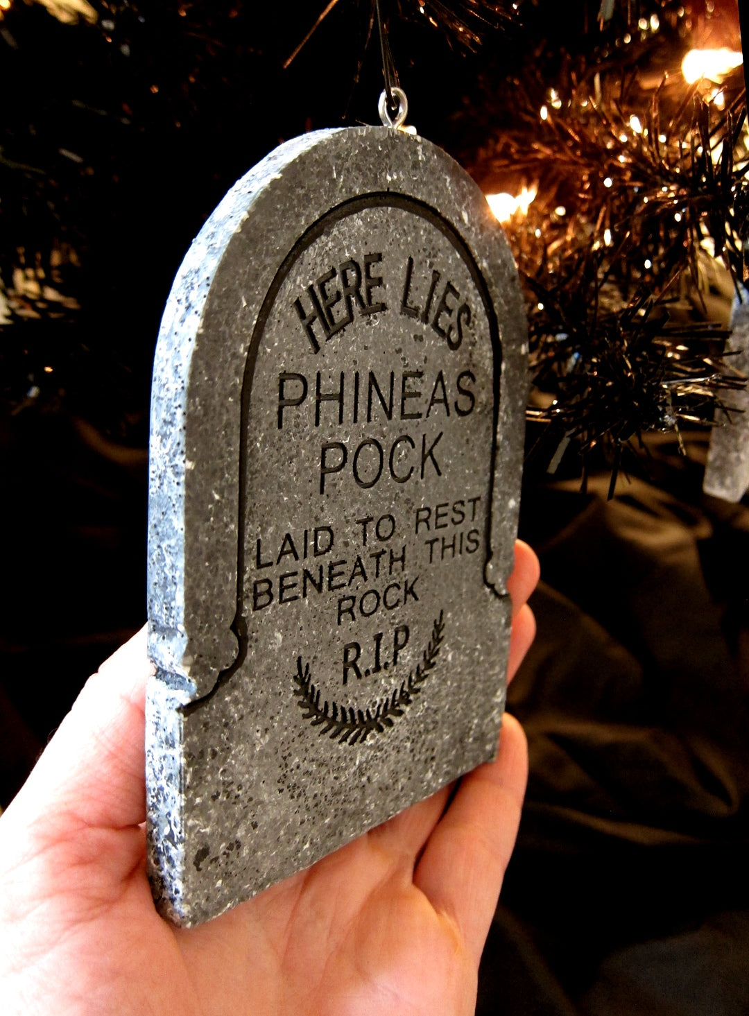 Phineas Pock Haunted Mansion Mini Ornament Tombstone