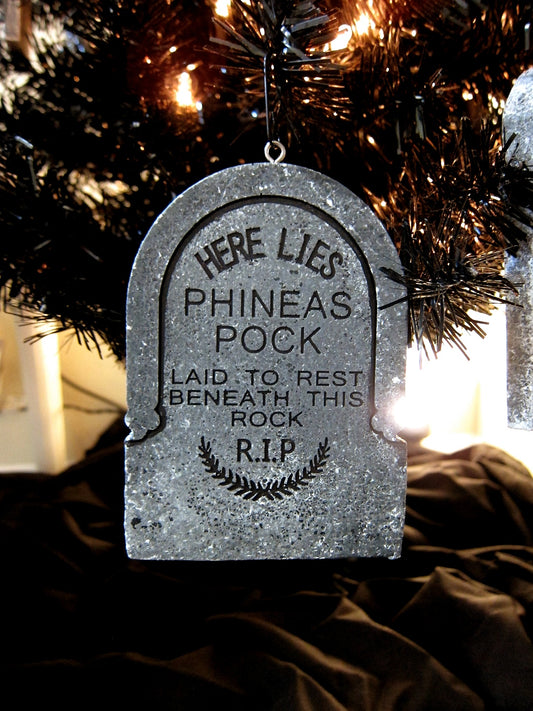 Phineas Pock Haunted Mansion Mini Ornament Tombstone