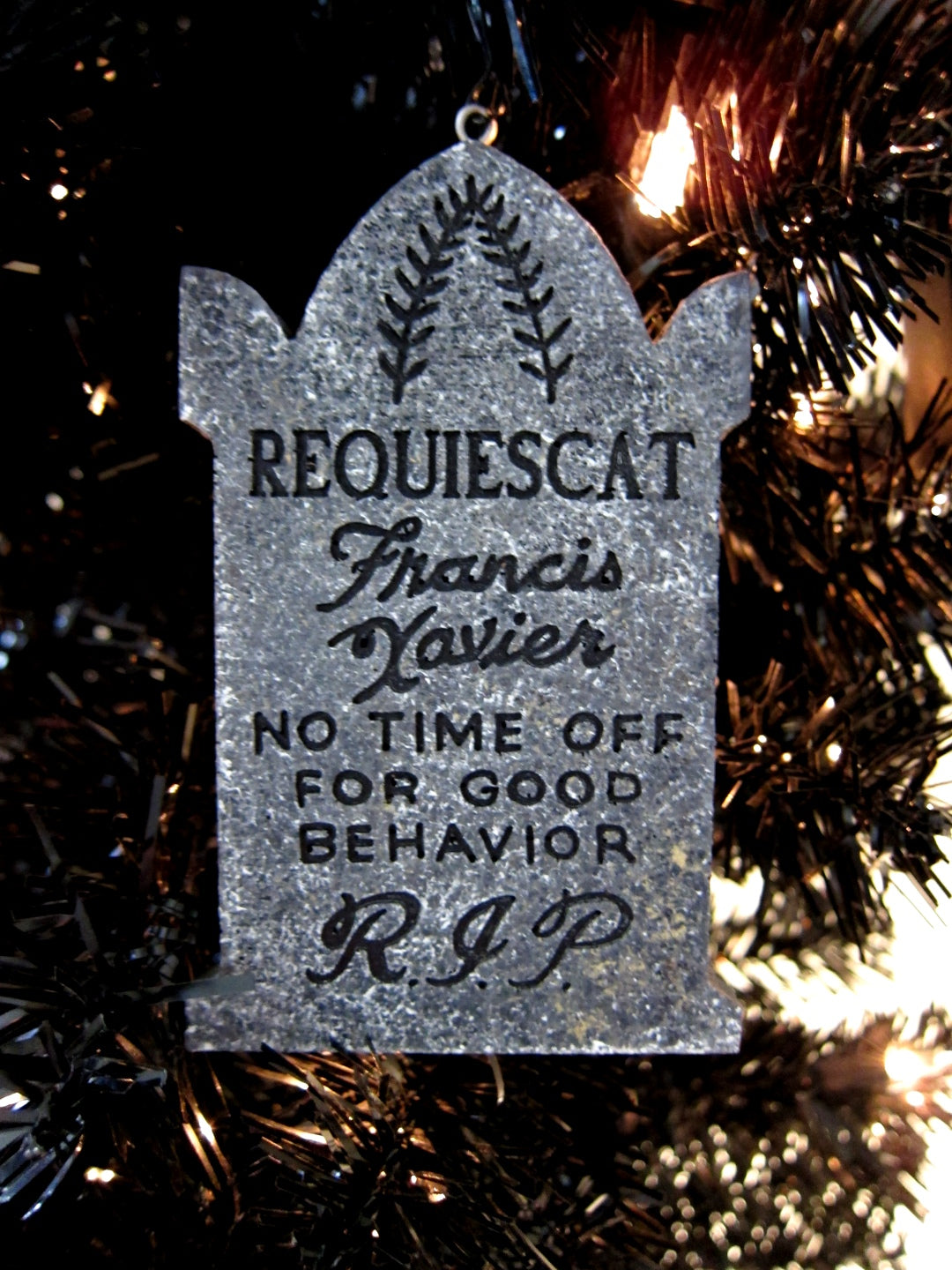 Requiescat Francis Xavier Haunted Mansion Mini Ornament Tombstone