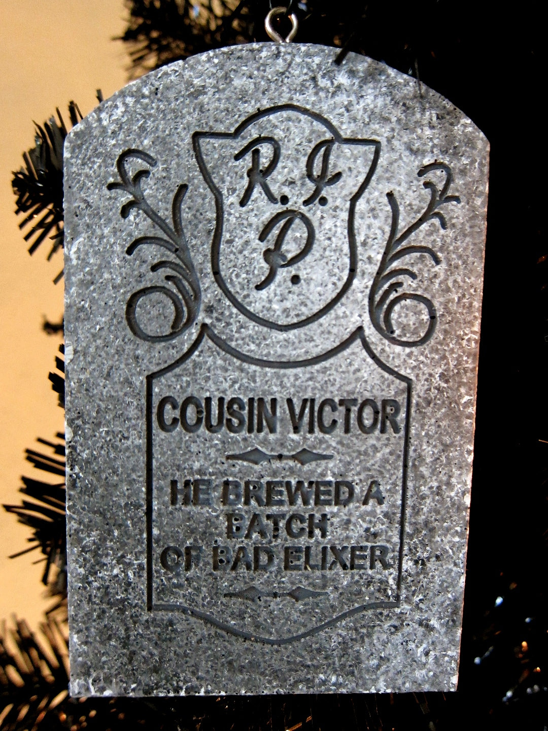 Cousin Victor Haunted Mansion Mini Ornament Tombstone