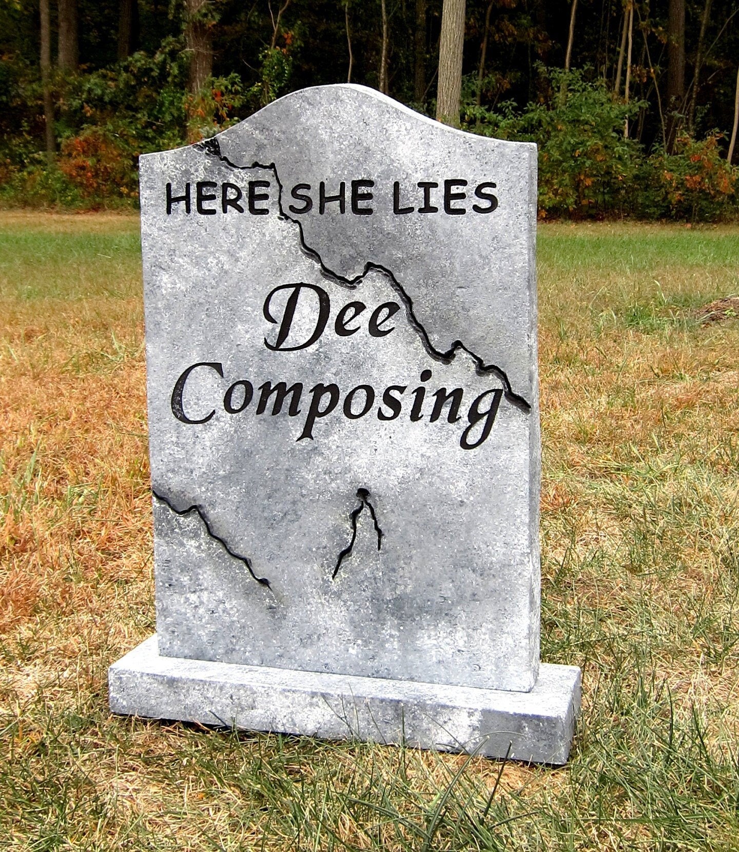 Dee Composing Halloween Tombstone