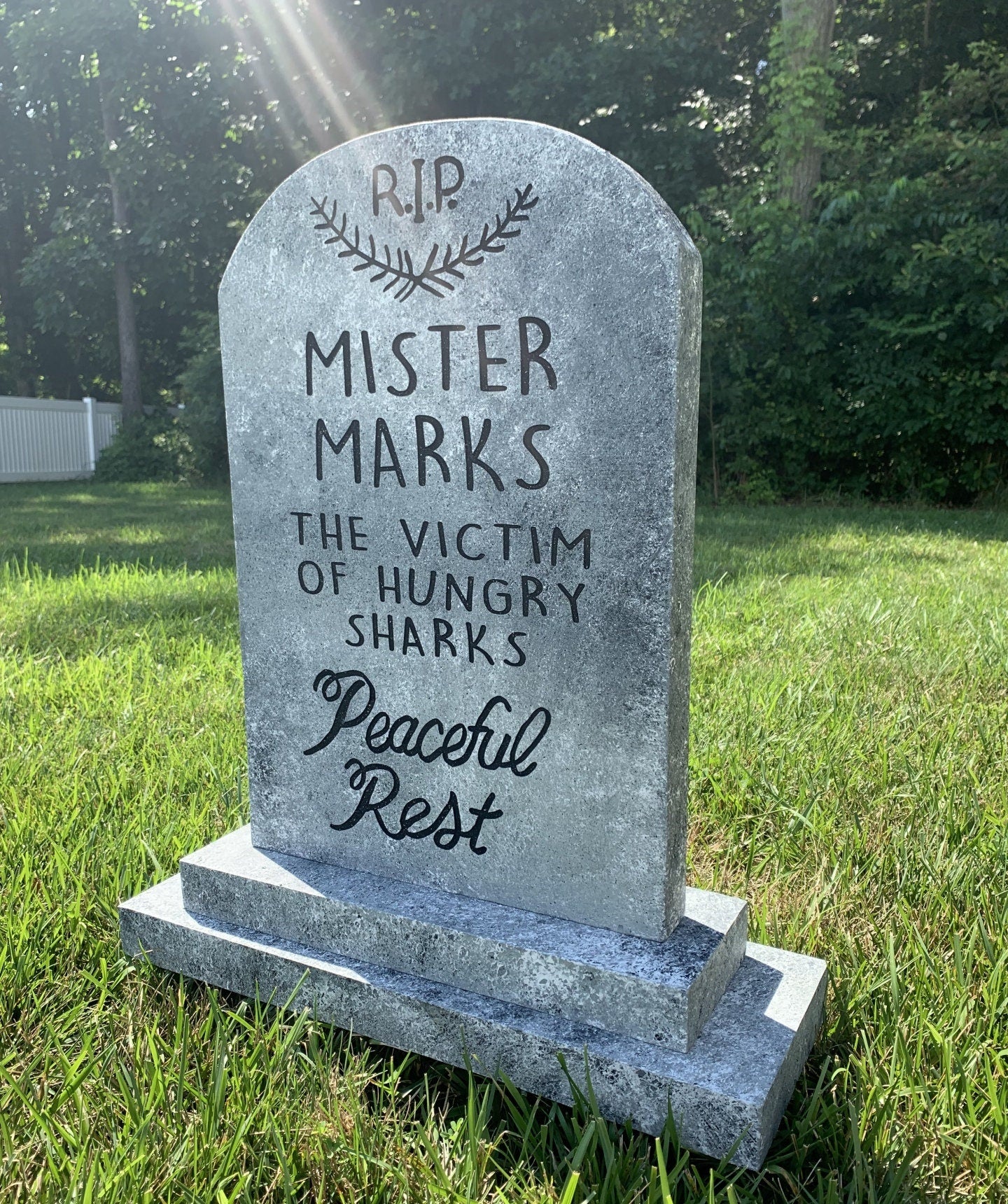Mister Marks Victim of Sharks Tombstone Prop